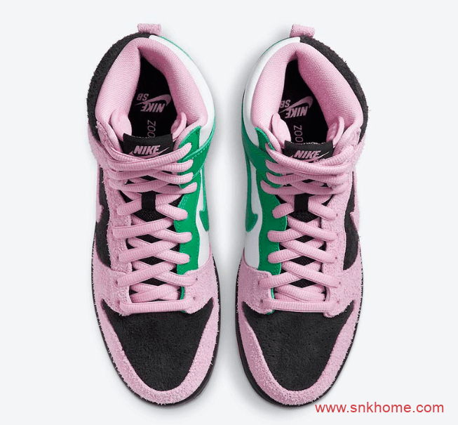 耐克Dunk粉绿翻毛皮鸳鸯 Nike SB Dunk High “Invert Celtics” 耐克Dunk麂皮反光新款 货号:CU7349-001