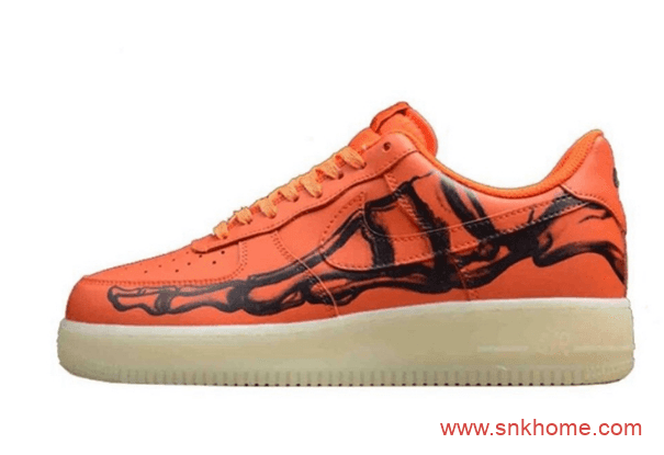 耐克空军一号万圣节限定 Nike Air Force 1 “Skeleton Orange” 空军夜光底耐克万圣节 货号:CU8067-800