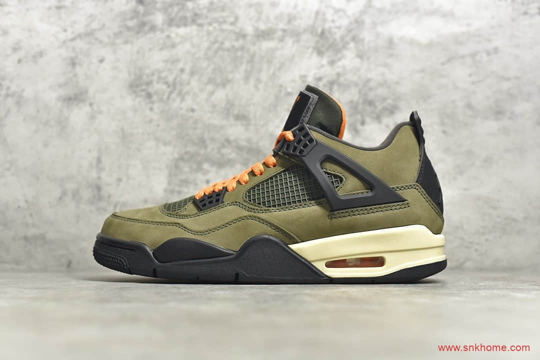 AJ4军绿色绒面革莆田纯原版本 Undefeated x NIKE Air Jordan 4 Retro"UNDFTD" AJ4限量款 货号:JBM351-M1
