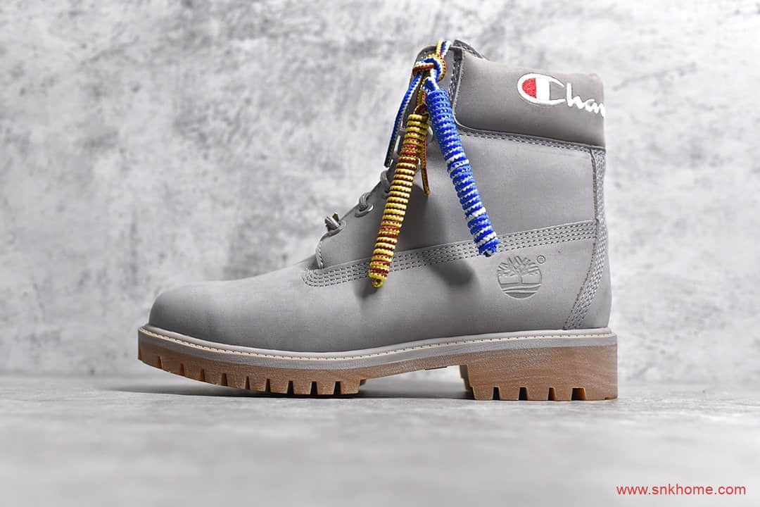 天伯伦卫冕冠军联名 Timberland x Champion 天伯伦灰色马丁靴 莆田天伯伦马丁靴纯原版本