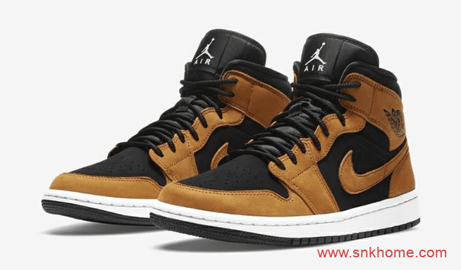 AJ1小麦中帮秋冬款 Air Jordan 1 Mid SE AJ1黑色小麦色拼接色中帮新款发售日期 货号:DB5453-700