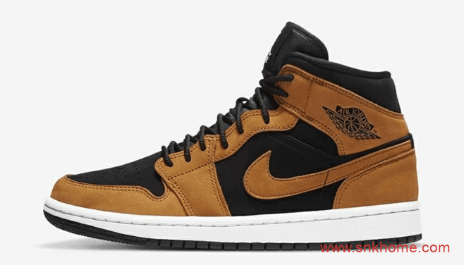 AJ1小麦中帮秋冬款 Air Jordan 1 Mid SE AJ1黑色小麦色拼接色中帮新款发售日期 货号:DB5453-700