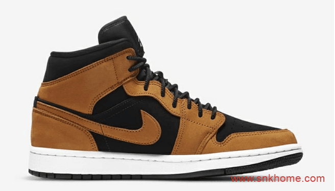 AJ1小麦中帮秋冬款 Air Jordan 1 Mid SE AJ1黑色小麦色拼接色中帮新款发售日期 货号:DB5453-700