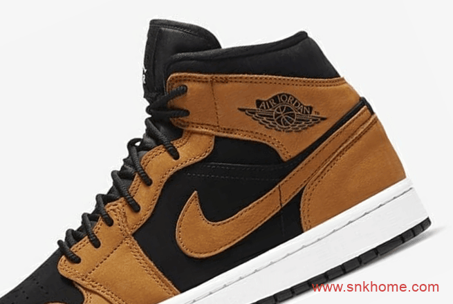 AJ1小麦中帮秋冬款 Air Jordan 1 Mid SE AJ1黑色小麦色拼接色中帮新款发售日期 货号:DB5453-700