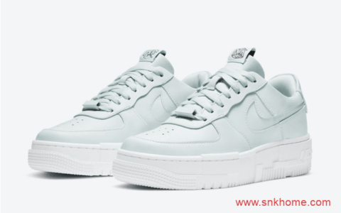 耐克空军一号湖水绿解构低帮板鞋 Nike Air Force 1 Pixel 耐克空军鸳鸯鞋舌3D立体字样 货号：CK6649-400