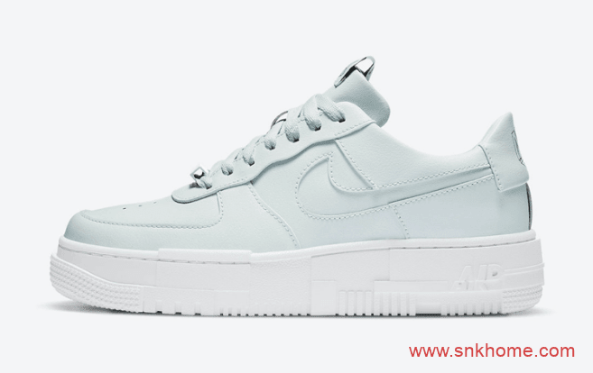 耐克空军一号湖水绿解构低帮板鞋 Nike Air Force 1 Pixel 耐克空军鸳鸯鞋舌3D立体字样 货号:CK6649-400
