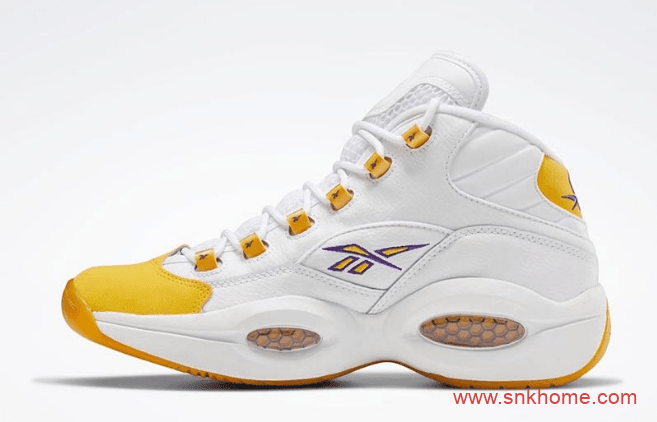 锐步艾佛森战靴 Reebok Question Mid Yellow Toe 锐步黄脚趾 锐步白黄实战球鞋 货号:FX4278