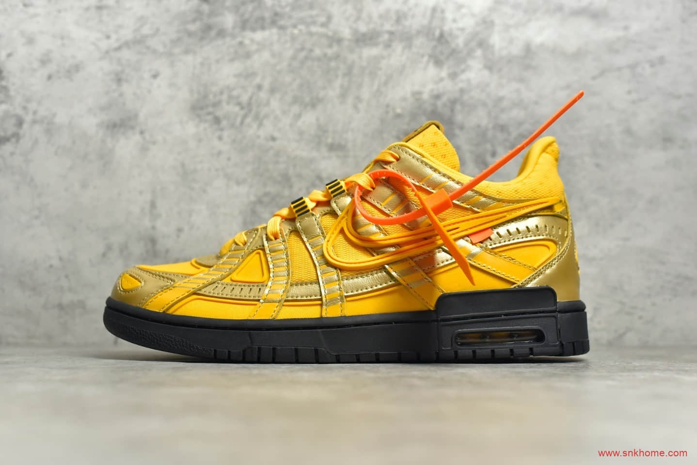 耐克Dunk SB OW联名黄色低帮板鞋 OFF-White x NIKE Air Rubber Dunk " University Gold " 货号:CU6015-700
