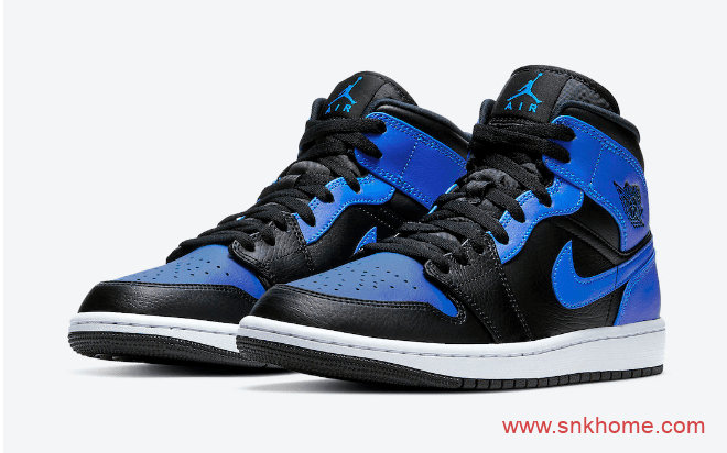 AJ1小黑蓝官图释出 AJ1OG中帮经典黑蓝配色Air Jordan 1 Mid “Hyper Royal”发售日期 货号:554724-077