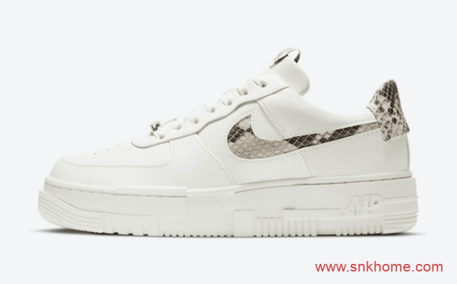 耐克空军蛇纹钩白色鞋面低帮新款 Nike Air Force 1 Pixel 新成员耐克空军鸳鸯设计 货号:CV8481-101