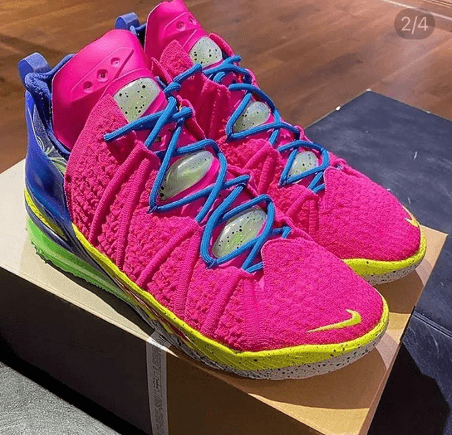 耐克詹姆斯18代粉色球鞋 Nike LeBron 18 “Los Angeles By Night” 詹姆斯冠军球鞋 货号:DB8148-600