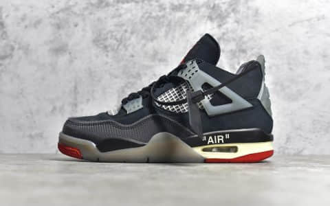 AJ4OW联名黑灰蝉翼Off-White x Air Jordan AJ4限定款 AJ4 Retro'Cream/Sail 货号：CV9388-001