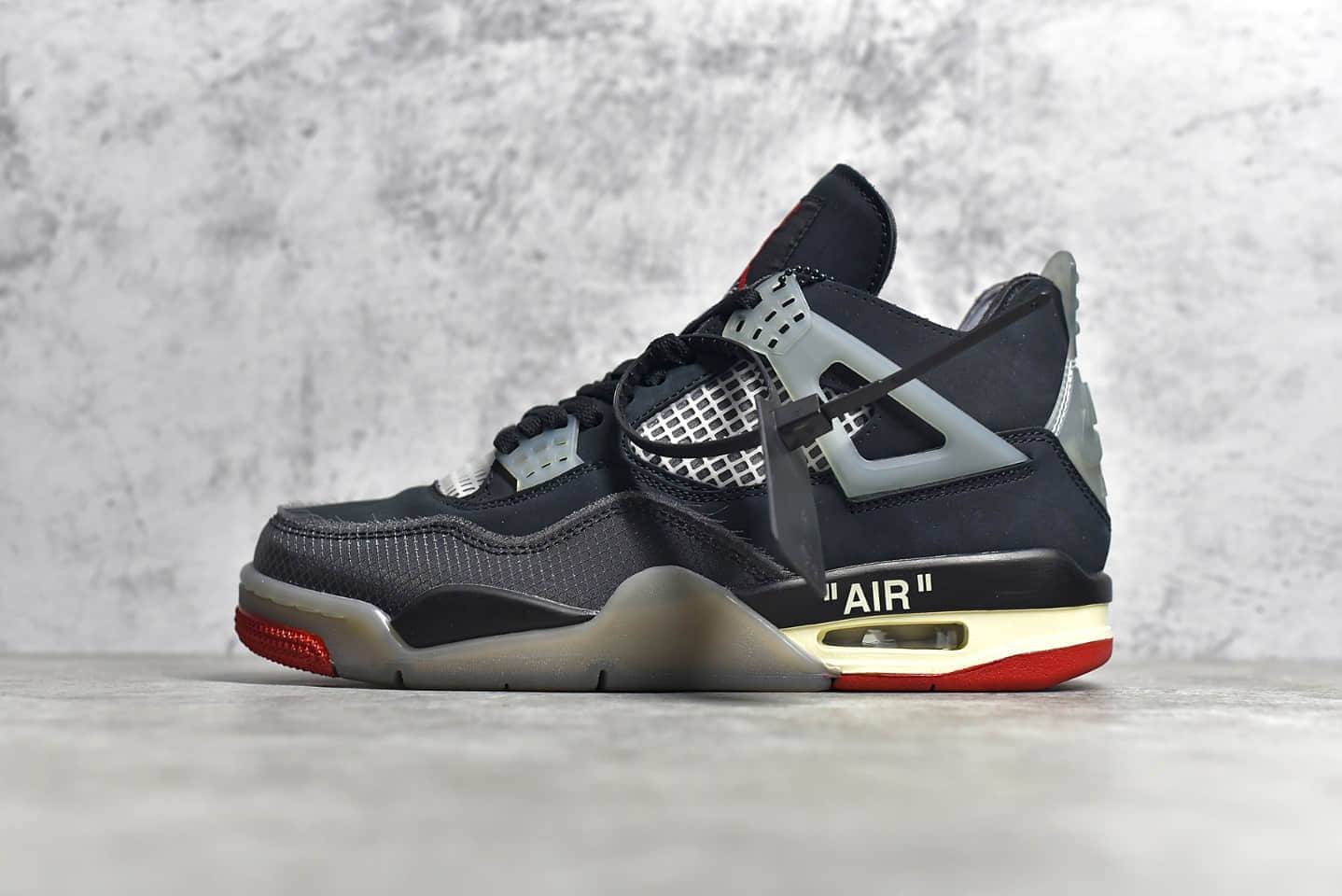 AJ4OW联名黑灰蝉翼Off-White x Air Jordan AJ4限定款 AJ4 Retro'Cream/Sail 货号:CV9388-001