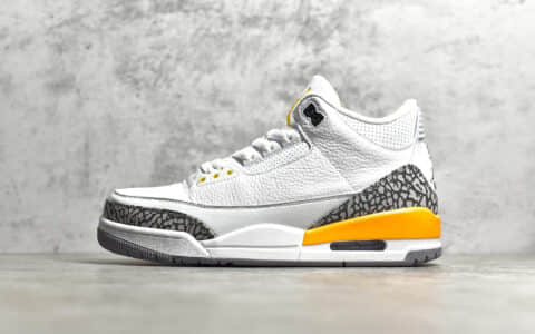 AJ3湖人白金色 Air Jordan 3 Retro “Laser Orange”湖人 AJ3白橙球鞋实战版本 货号:CK9246-108