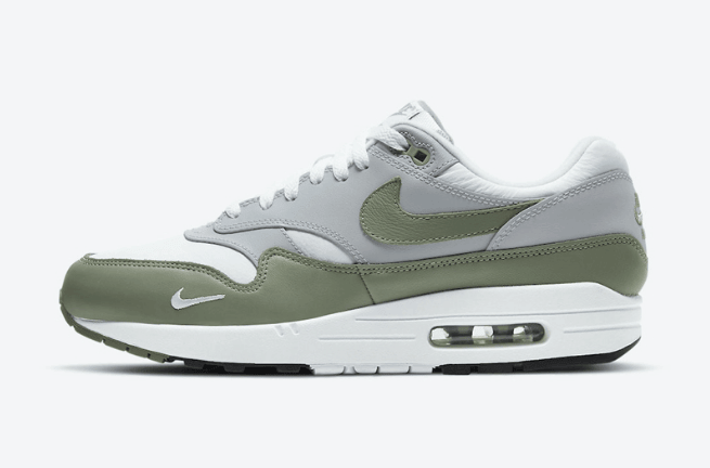 耐克MAX1白灰浅绿配色复古跑鞋 Nike Air Max 1 Spiral Sage 耐克超高规格全皮革打造 货号:DB5074-100