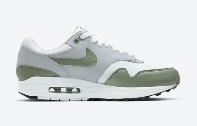 耐克MAX1白灰浅绿配色复古跑鞋 Nike Air Max 1 Spiral Sage 耐克超高规格全皮革打造 货号:DB5074-100