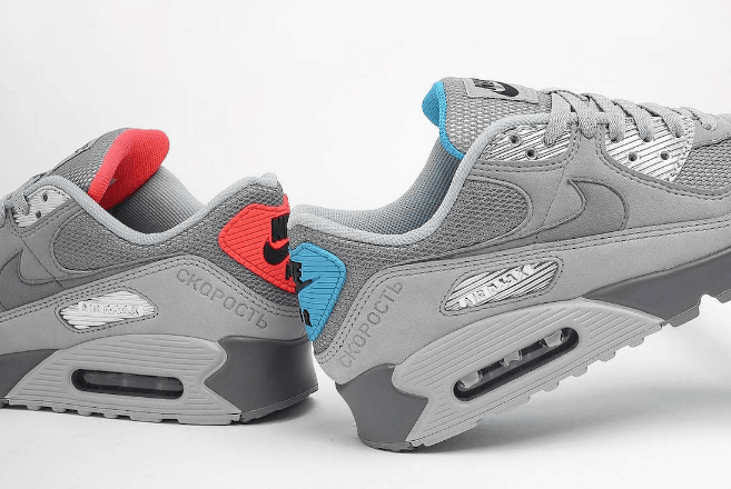 耐克MAX90红蓝鸳鸯设计太帅 Nike Air Max 90 “Moscow” 新款科技感十足的耐克MAX90复古跑鞋 货号:DC4466-001
