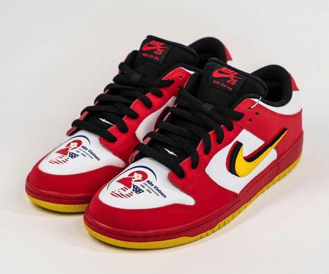 耐克Dunk SB越南建厂25周年 Nike SB Dunk Low “Vietnam” 耐克Dunk SB黑白红低帮板鞋 货号:309242-307