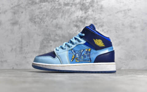 AJ1冰蓝鸳鸯中帮 Air Jordan 1 Mid GS Fly 高品质AJ1莆田复刻货源 货号：BV7446-400