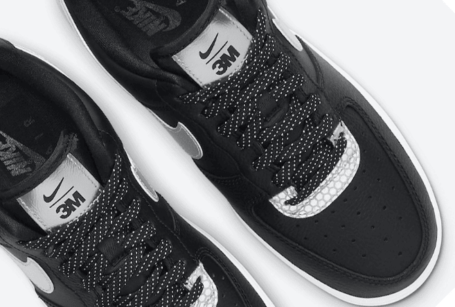 耐克空军黑色蜂窝设计 3M x Nike Air Force 1 Low 空军3M反光鞋款发售日期 货号：CT1992-001