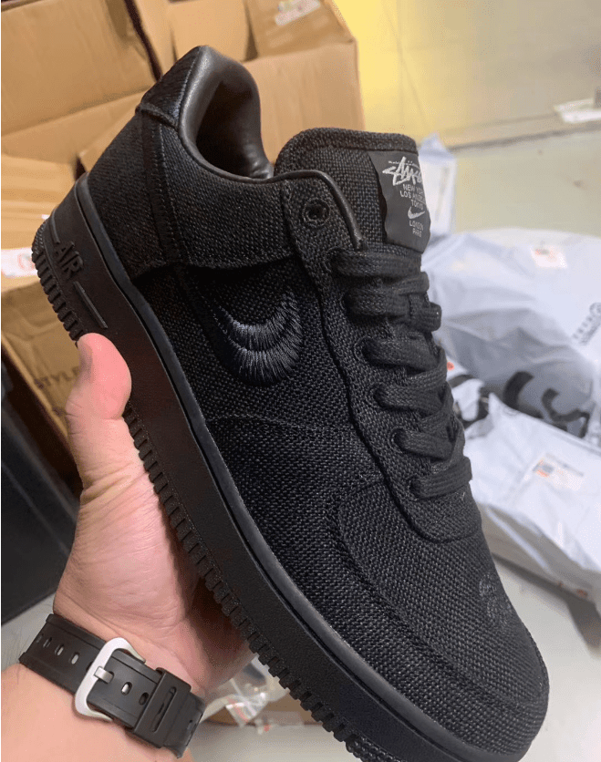 耐克斯图西联名黑色米白色实物图 Stussy x Nike Air Force 1 Low 耐克斯图西联名帆布鞋 货号:CZ9084-001