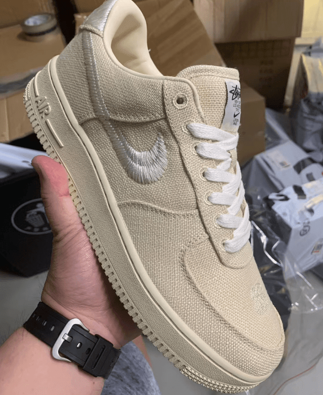 耐克斯图西联名黑色米白色实物图 Stussy x Nike Air Force 1 Low 耐克斯图西联名帆布鞋 货号:CZ9084-001