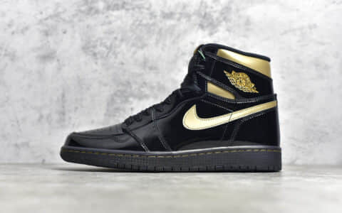 AJ1黑金高帮 Air Jordan 1 “ Black Metallic Gold ”黑金漆皮顶级复刻版本 货号：555088-032