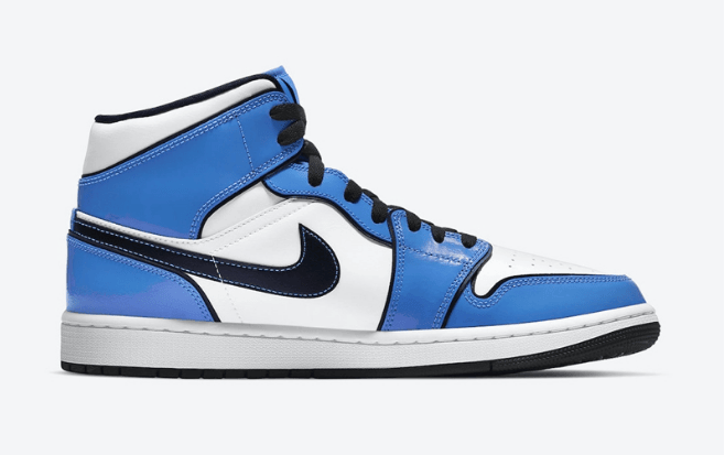 AJ1二次元小闪电 Air Jordan 1 Mid SE “Signal Blue” 白蓝AJ1中帮发售日期 货号:DD6834-402