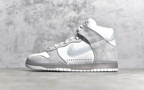 耐克DUNK SB Slam Jam联名 Slam Jam x NIIKE SB Dunk Hi "Light Gray" 耐克Dunk白灰高帮板鞋 货号:DA1639-100