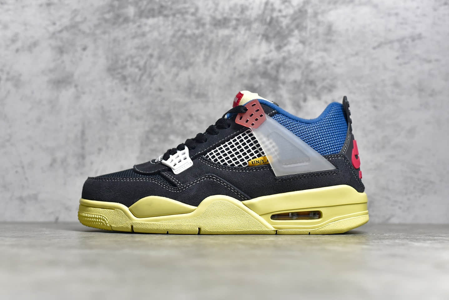 AJ4 Union LA联名款黑黄蓝色 Union LA x Air Jordan 4 Retro 莆田实战篮球鞋 货号：DC9533-001
