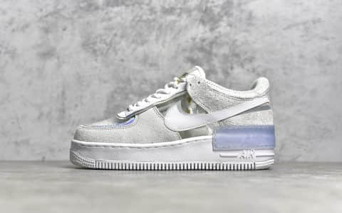 耐克空军马卡龙麂皮帆布皮革拼接 NIKE Air Force 1 Shadow 空军马卡龙镭射 货号:DC5255-043