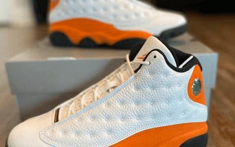 AJ13扣碎最新实物兔 Air Jordan 13 “Starfish” 白橙AJ13数字韩球鞋元旦节发售 货号：414571-108