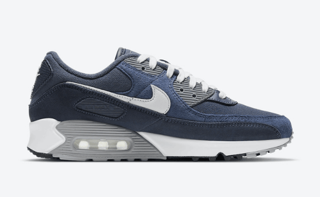 耐克MAX90海军蓝配色 Nike Air Max 90 PRM “Obsidian” 全新耐克MAX90灰蓝麂皮 货号:DA1641-400