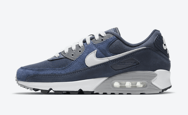 耐克MAX90海军蓝配色 Nike Air Max 90 PRM “Obsidian” 全新耐克MAX90灰蓝麂皮 货号:DA1641-400