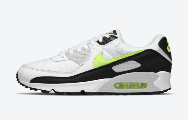 耐克AIE MAX90 OG全新配色 Nike Air Max 90 “Hot Lime” 耐克MAX90白黑绿老爹鞋 货号:CZ1846-100