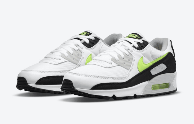 耐克AIE MAX90 OG全新配色 Nike Air Max 90 “Hot Lime” 耐克MAX90白黑绿老爹鞋 货号:CZ1846-100