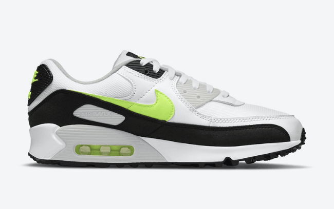 耐克AIE MAX90 OG全新配色 Nike Air Max 90 “Hot Lime” 耐克MAX90白黑绿老爹鞋 货号:CZ1846-100