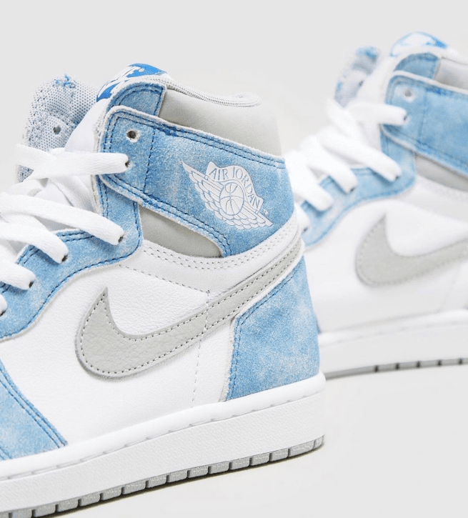AJ1水洗蓝 白蓝AJ1麂皮高帮 Air Jordan 1 High OG “Hyper Royal” 新款AJ1做旧风格 货号：555088-402