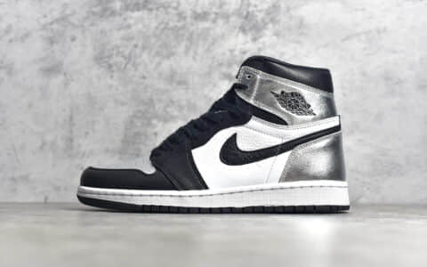 AJ1黑银脚趾小伦纳德高帮 Air Jordan 1 Retro “Silver Toe” 黑银脚趾漆皮头层皮拼接 货号:CD0461-001