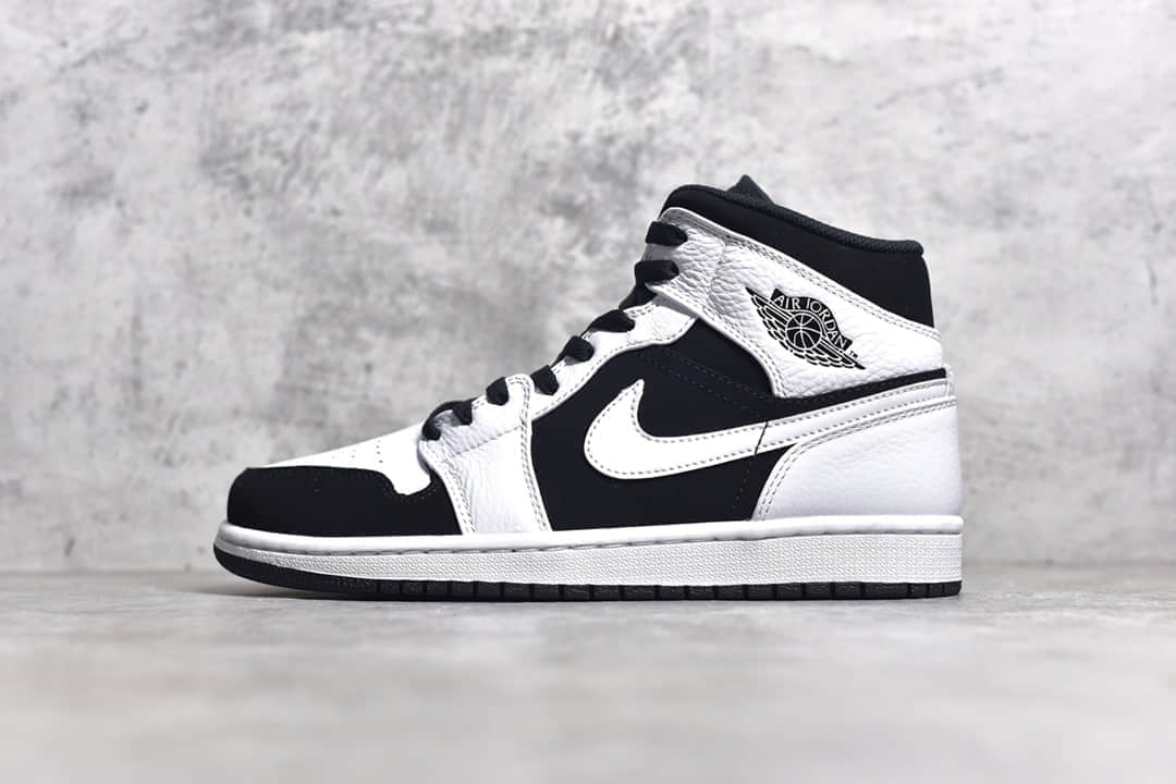 AJ1黑白熊猫中帮纯原版本 Air Jordan 1 AJ1熊猫中帮细节图 货号:554724-113