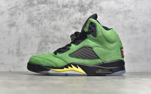 AJ5黑绿俄勒冈大学高帮实战篮球鞋 Air Jordan 5 Retro SE Apple Green 东莞莞产顶级版本AJ5系列 货号：CK6631-307