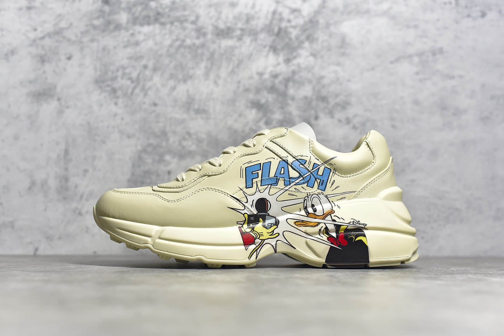 古驰米黄色唐老鸭老爹鞋 Gucci Rhyton Vintage Trainer Sneaker 古驰带芯片版本 东莞顶级版本古驰货源