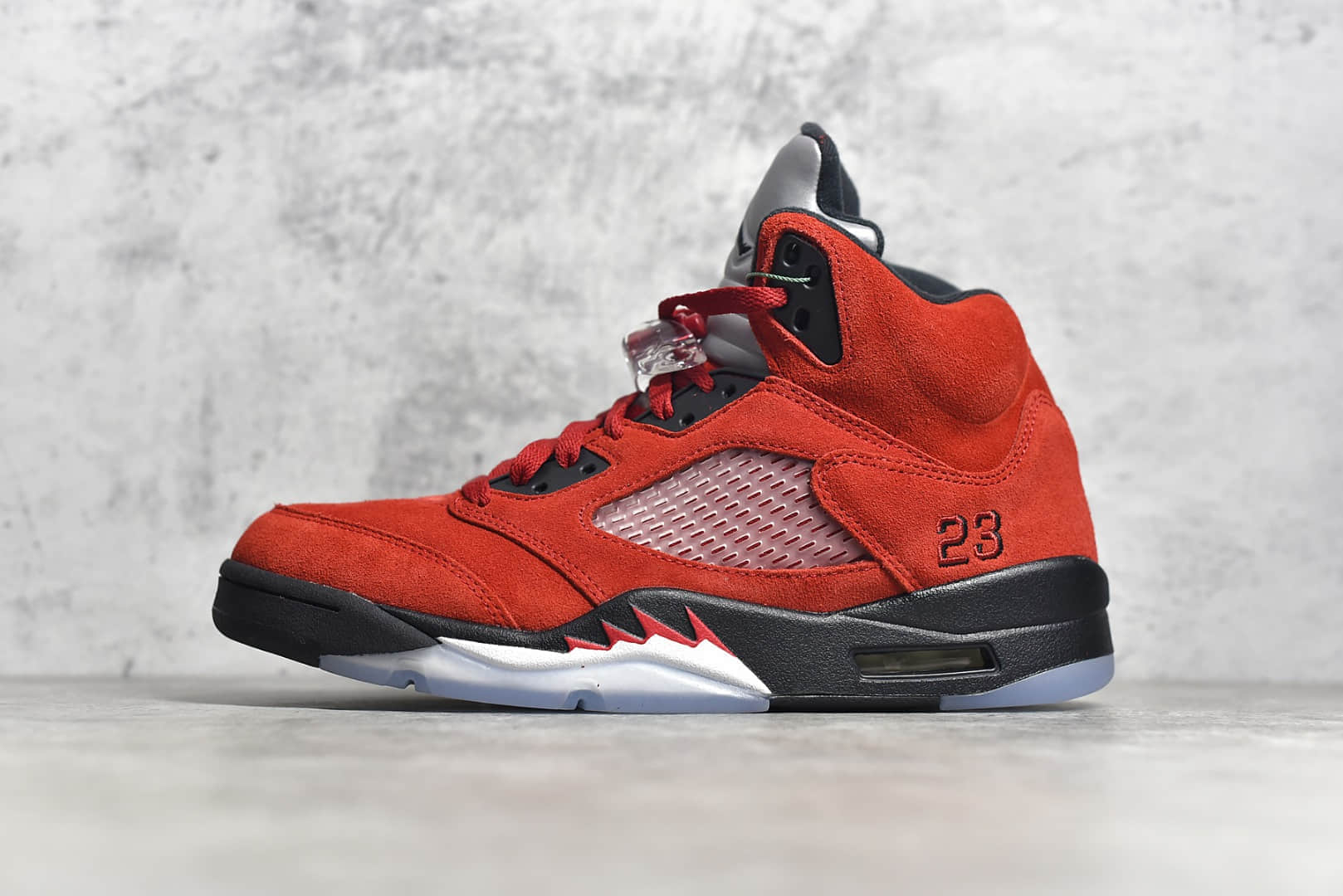 AJ5愤怒的公牛黑红高帮篮球鞋 Air Jordan 5 莆田顶级版本实战篮球鞋 AJ5红色麂皮高帮 货号:DD0587-600