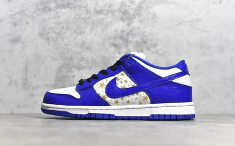 耐克Dunk SB SUP联名款 Supreme x Nike SB Dunk L ow "HyperRoyal"白金蓝 耐克Dunk SB白蓝星星低帮 货号:DH3228-100