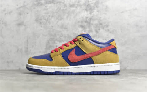 耐克Dunk SB麂皮黄蓝红彩色拼接Nike SB Dunk Low Pro “Papa Bear” 耐克SB Dunk棕红蓝 小熊爸爸 货号：BQ6817-700