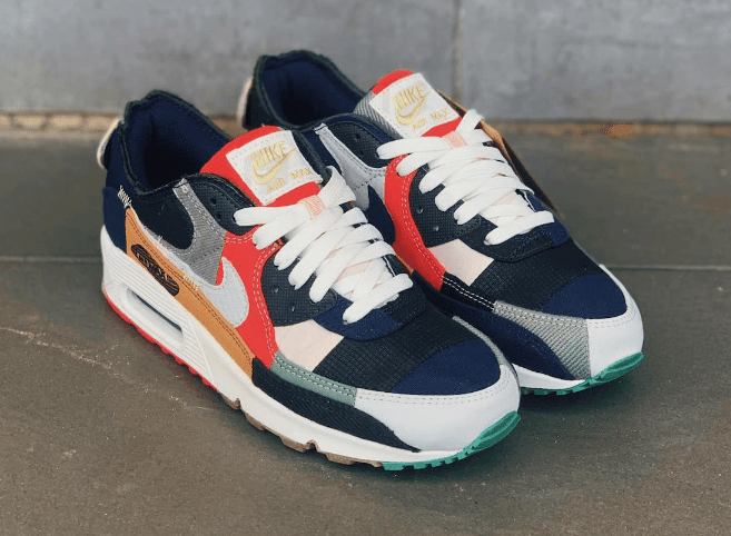 耐克MAX90缝合怪实物图 Nike Air Max 90 “Scrap” 耐克MAX90多材料拼接新款 货号:DJ4878-400