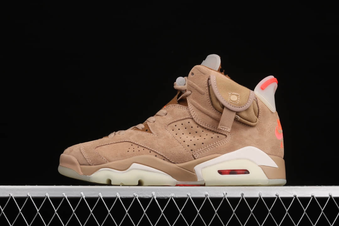 AJ6斯科特联名 Travis Scott x Air Jordan 6“British Khaki” 纯原版本AJ6棕色麂皮 AJ6 x TS 货号:DH0690-200