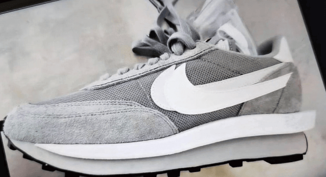 耐克Sacai闪电三方联名实物图 fragment x sacai x Nike LDWaffle 耐克Sacai联名白灰色 货号:DH2684-001