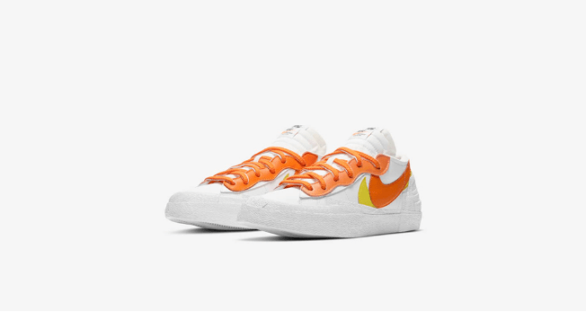 耐克Sacai联名 耐克开拓者Sacai联名白橙低帮 sacai x Nike Blazer Low 耐克开拓者解构低帮板鞋 货号:DD1877-100
