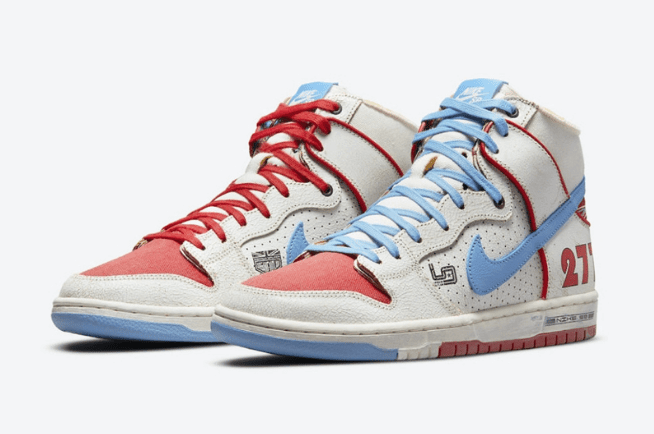 耐克保时捷联名 Ishod Wair x Magnus Walker x Nike SB Dunk High 耐克SB Dunk白蓝红高帮 货号:DH7683-100
